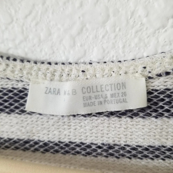ZARA Gray White Knit Striped Top Size S - Picture 5 of 6